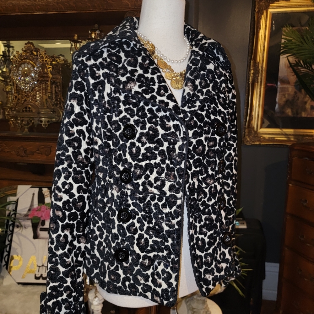 Wet Seal xs Leopard Cheetah pea coat jacket ♡♡